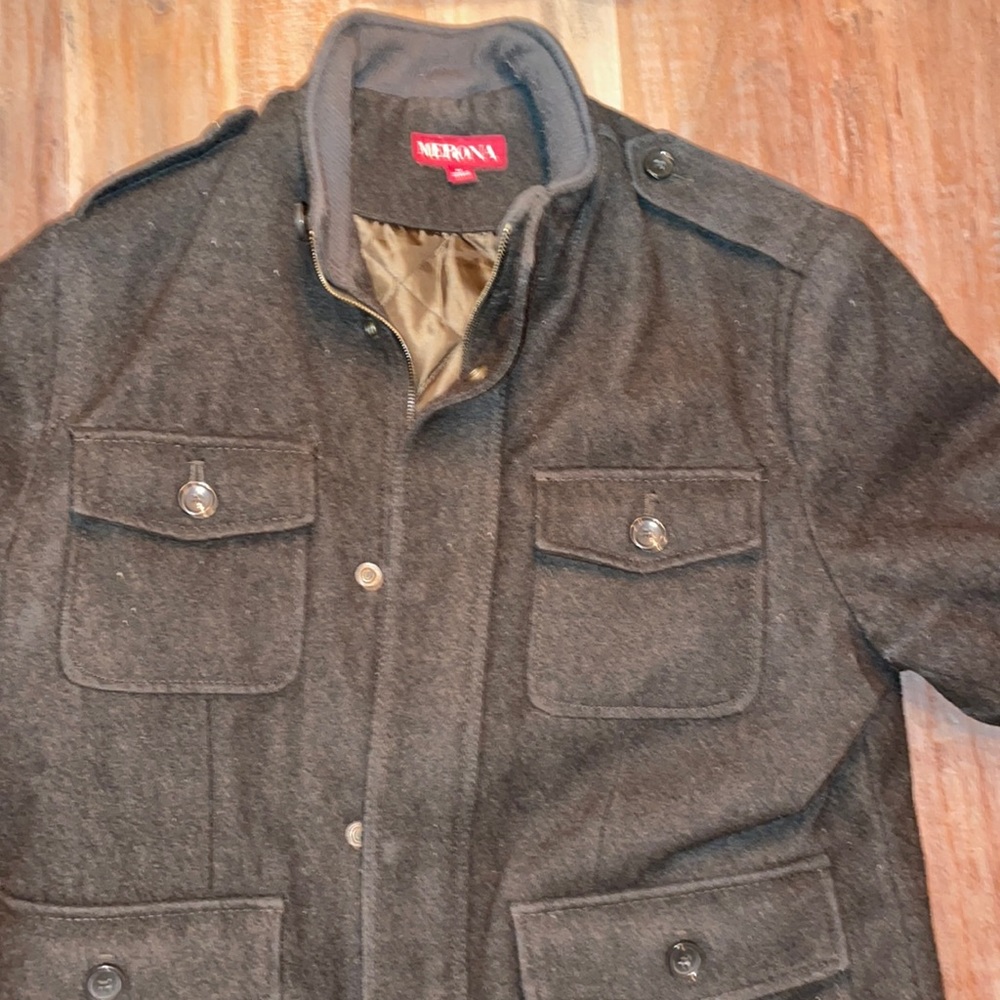 Green wool military style coat